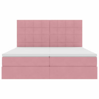 Produktbild för LED förvaringssäng med madrass Rosa 180 x 200 cm Sammet