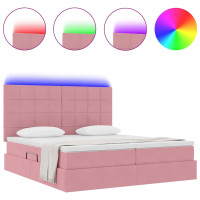 Produktbild för LED förvaringssäng med madrass Rosa 180 x 200 cm Sammet