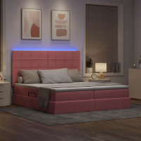 Produktbild för LED förvaringssäng med madrass Rosa 180 x 200 cm Sammet