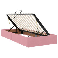 Produktbild för LED förvaringssäng med madrass Rosa 180 x 200 cm Sammet