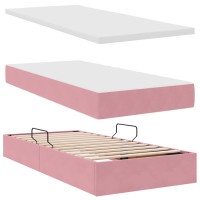 Produktbild för LED förvaringssäng med madrass Rosa 180 x 200 cm Sammet