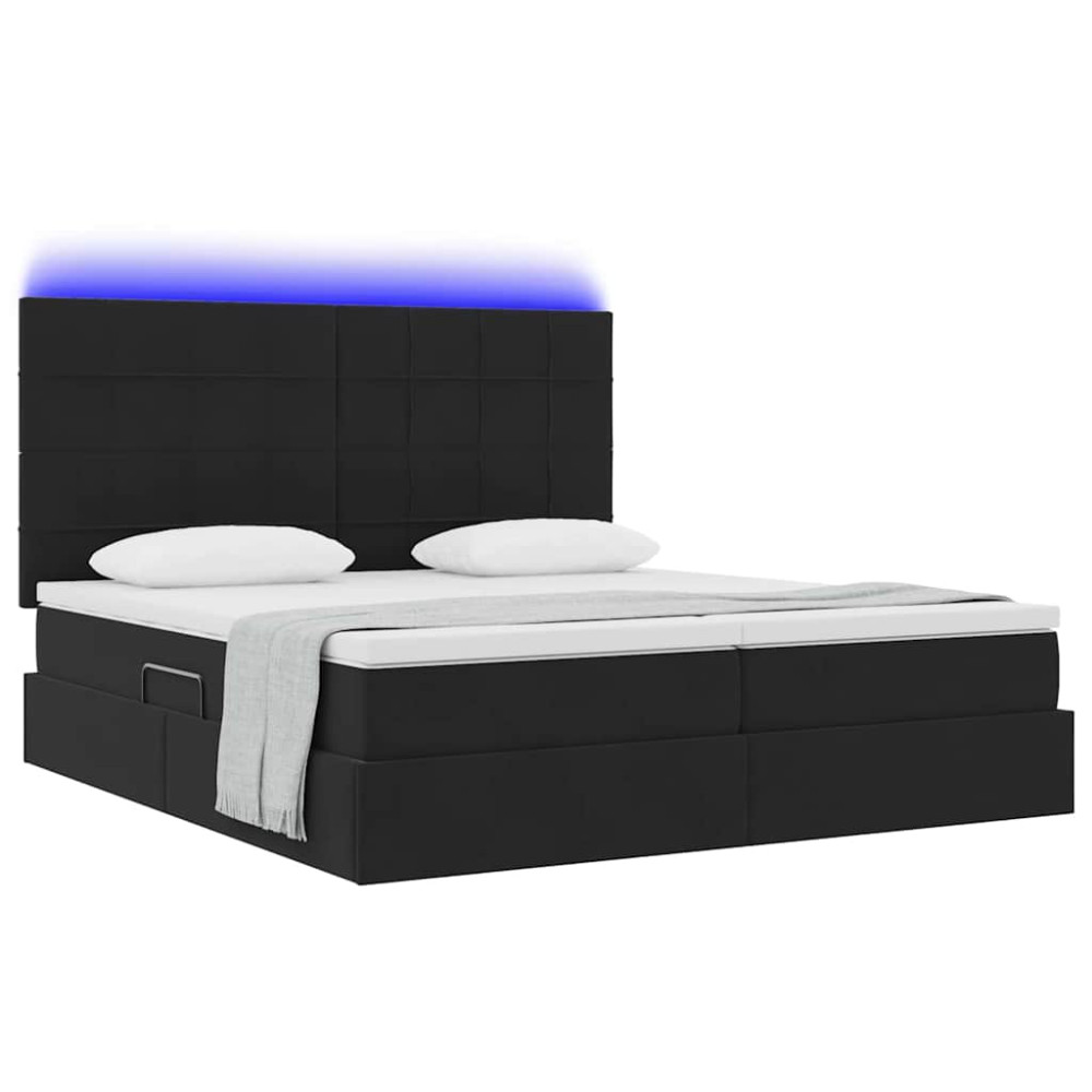 Produktbild för LED förvaringssäng med madrass Svart 200 x 200 cm Sammet