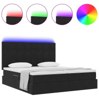 Produktbild för LED förvaringssäng med madrass Svart 200 x 200 cm Sammet