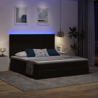 Produktbild för LED förvaringssäng med madrass Svart 200 x 200 cm Sammet