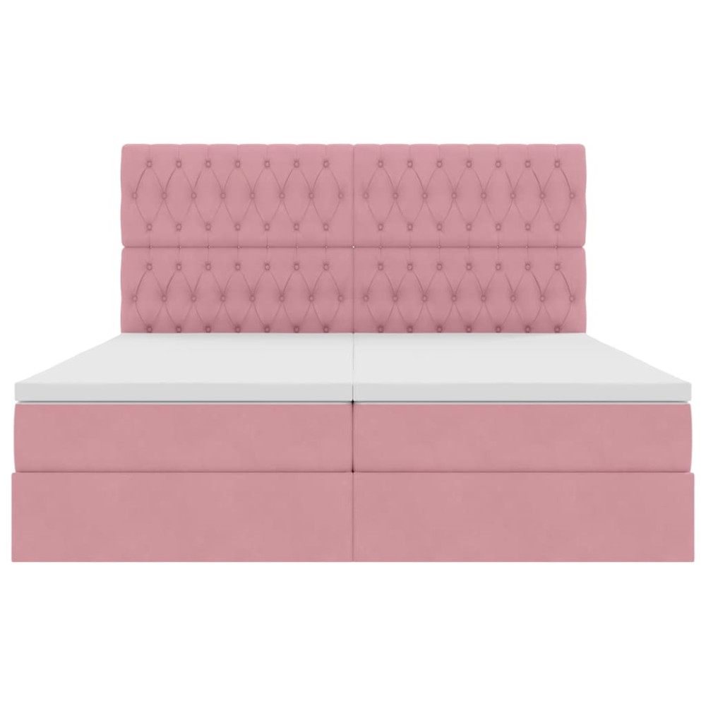 Produktbild för LED förvaringssäng med madrass Rosa 180 x 200 cm Sammet