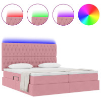 Produktbild för LED förvaringssäng med madrass Rosa 180 x 200 cm Sammet