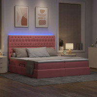 Produktbild för LED förvaringssäng med madrass Rosa 180 x 200 cm Sammet
