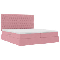 Produktbild för LED förvaringssäng med madrass Rosa 180 x 200 cm Sammet