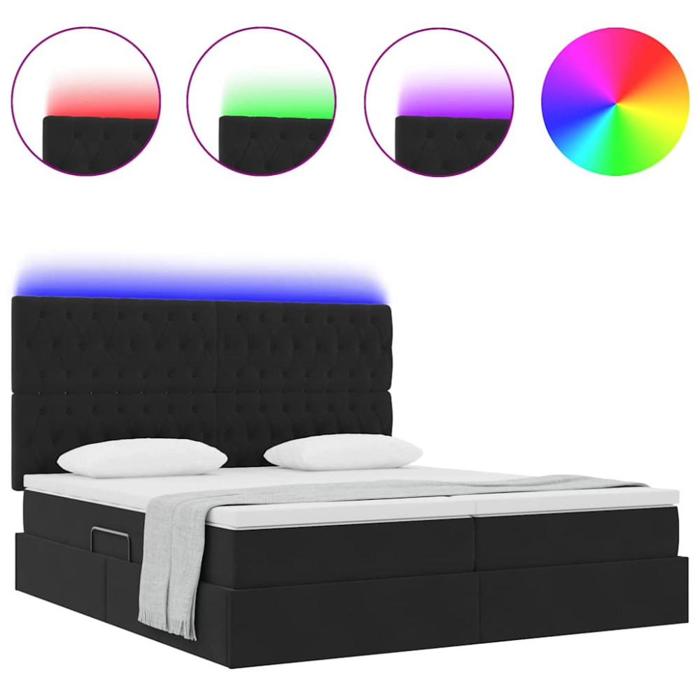 Produktbild för LED förvaringssäng med madrass Svart 200 x 200 cm Sammet