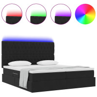 Produktbild för LED förvaringssäng med madrass Svart 200 x 200 cm Sammet