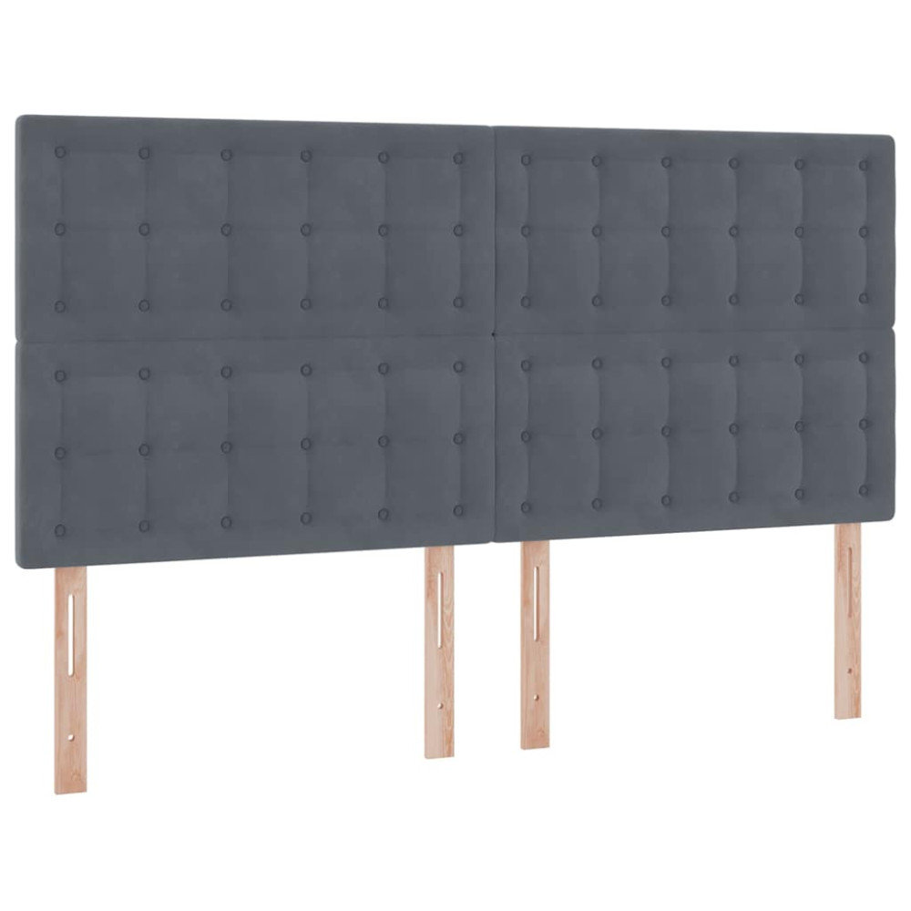 Produktbild för LED förvaringssäng med madrass Mörkgrå 200 x 200 cm Sammet