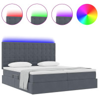 Produktbild för LED förvaringssäng med madrass Mörkgrå 200 x 200 cm Sammet