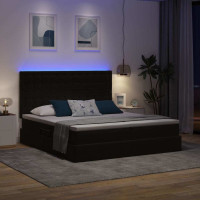 Produktbild för LED förvaringssäng med madrass Svart 200 x 200 cm Sammet