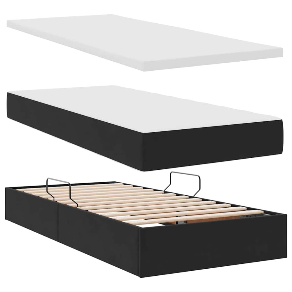 Produktbild för LED förvaringssäng med madrass Svart 200 x 200 cm Sammet