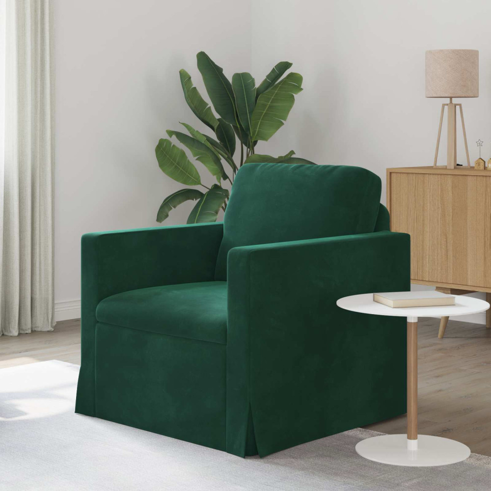 Produktbild för Soffa Mörkgrön 78 x 78 x 80 cm Sammet