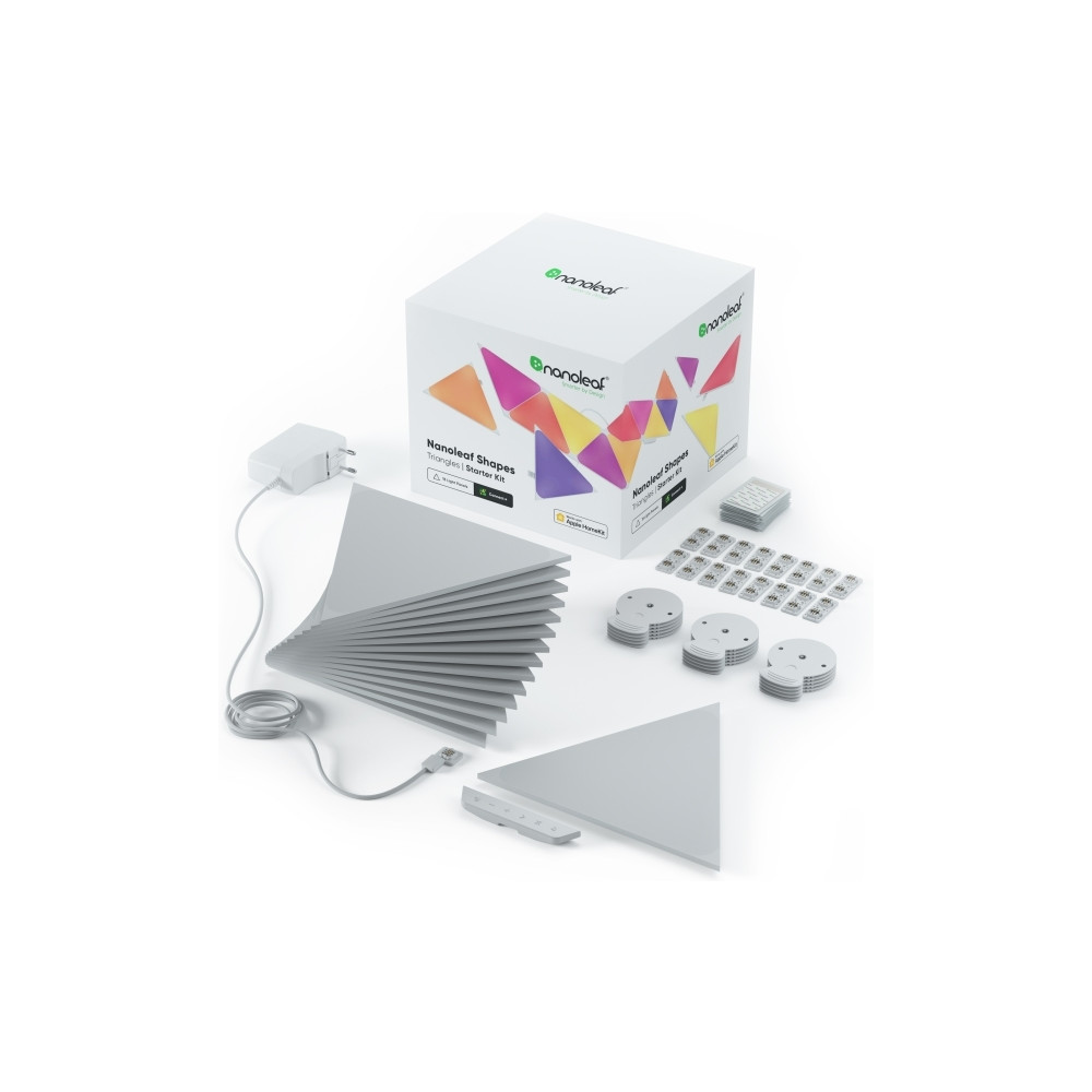 Produktbild för Nanoleaf Shapes Smarter Kit - trådlös belysningsuppsättning - LED x 15 - 1.7 W - 16 miljoner färger - 1200-6500 K - triangel