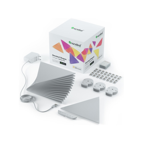 Nanoleaf Nanoleaf Shapes Smarter Kit - trådlös belysningsuppsättning - LED x 15 - 1.7 W - 16 miljoner färger - 1200-6500 K - triangel