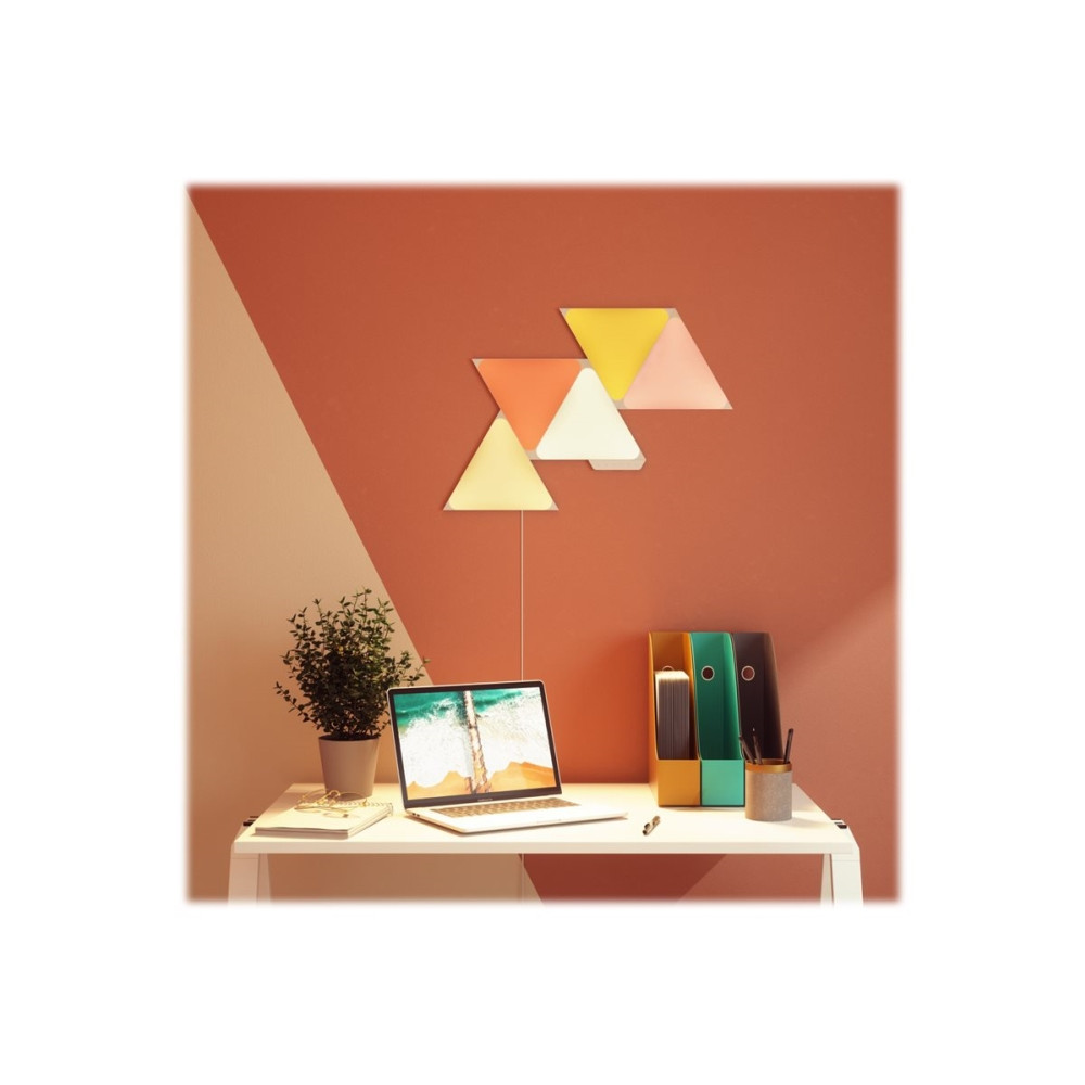 Produktbild för Nanoleaf Shapes Smarter Kit - trådlös belysningsuppsättning - LED x 15 - 1.7 W - 16 miljoner färger - 1200-6500 K - triangel