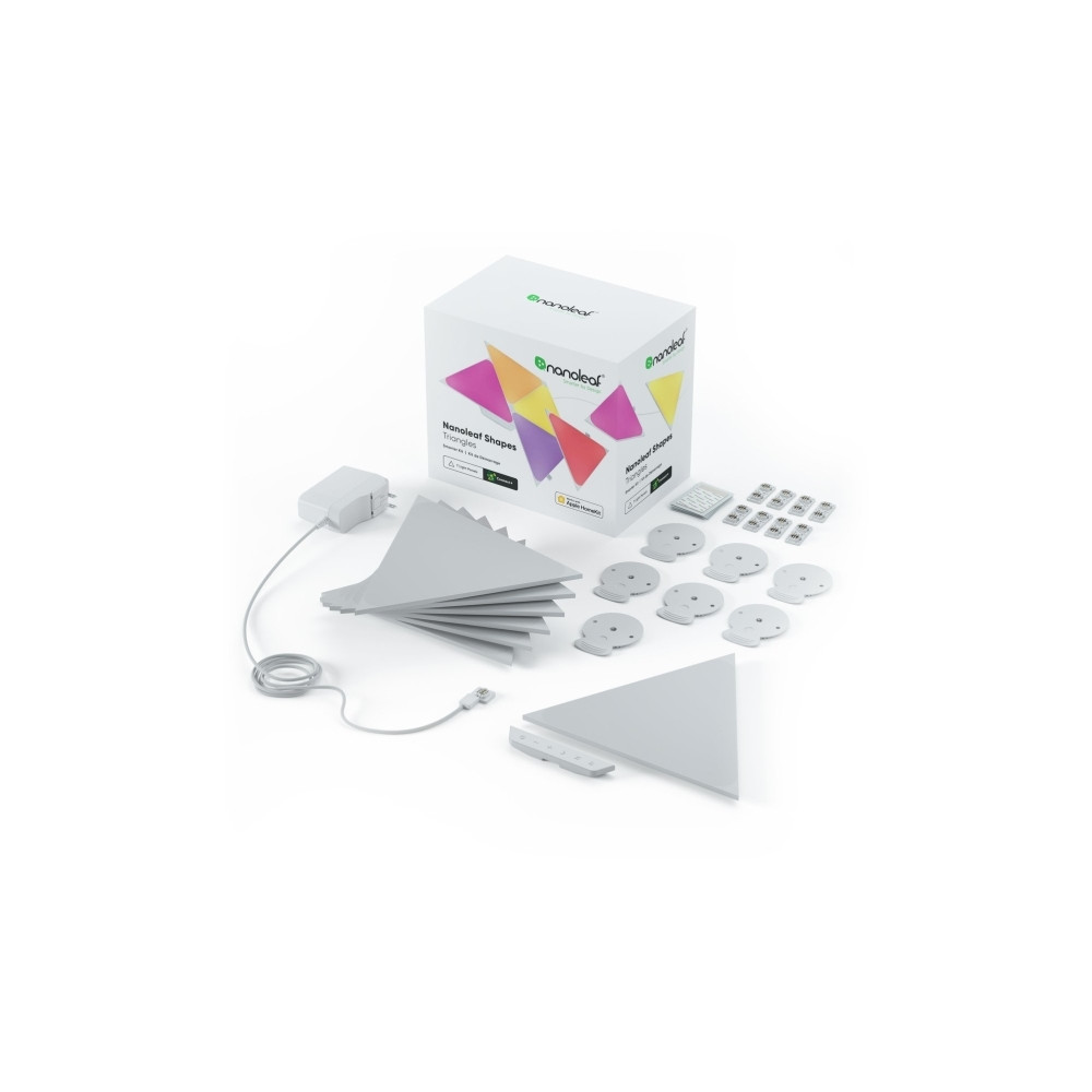 Produktbild för Nanoleaf Shapes Smarter Kit - trådlös belysningsuppsättning - LED x 15 - 1.7 W - 16 miljoner färger - 1200-6500 K - triangel