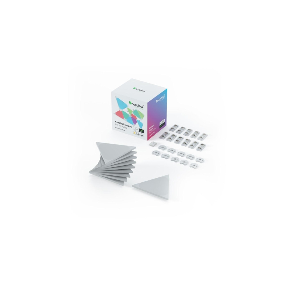 Produktbild för Nanoleaf Shapes Mini Expansion Pack - trådlös belysningsuppsättning - LED x 10 - 0.57 W - 16 miljoner färger - 1200-6500 K - triangel