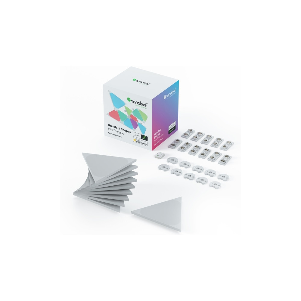 Produktbild för Nanoleaf Shapes Mini Expansion Pack - trådlös belysningsuppsättning - LED x 10 - 0.57 W - 16 miljoner färger - 1200-6500 K - triangel