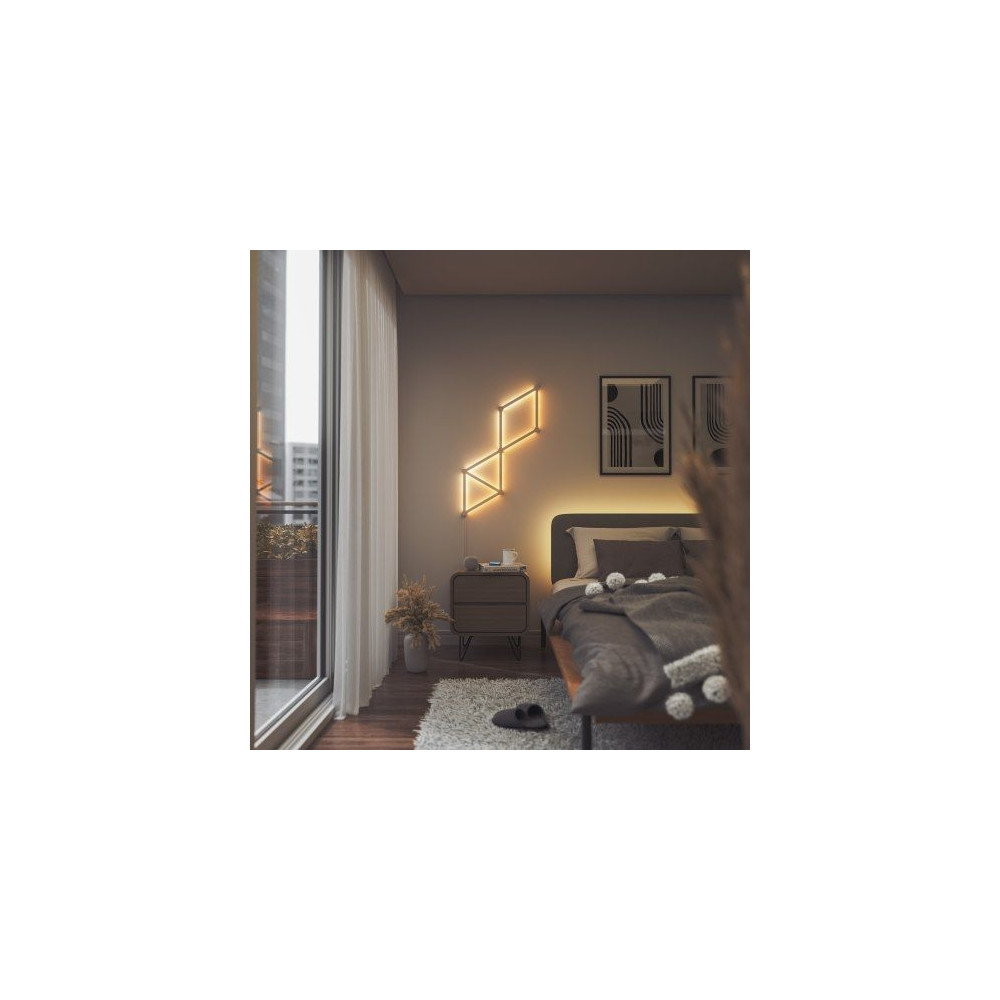 Produktbild för Nanoleaf Lines Starter Kit - trådlös belysningsuppsättning - LED x 9 - 2 W - RGBW-lampa - 1200-6500 K