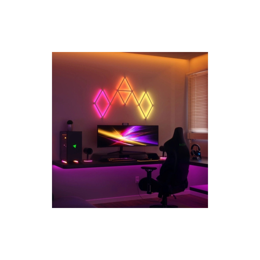 Produktbild för Nanoleaf Lines Starter Kit - trådlös belysningsuppsättning - LED x 9 - 2 W - RGBW-lampa - 1200-6500 K