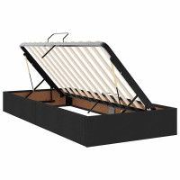 Produktbild för LED förvaringssäng med madrass Svart 180 x 200 cm Tyg