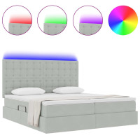Produktbild för LED förvaringssäng med madrass Ljusgrå 200 x 200 cm Sammet