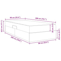 Produktbild för Förvaringssäng med madrass Ljusgrå 100 x 200 cm Sammet