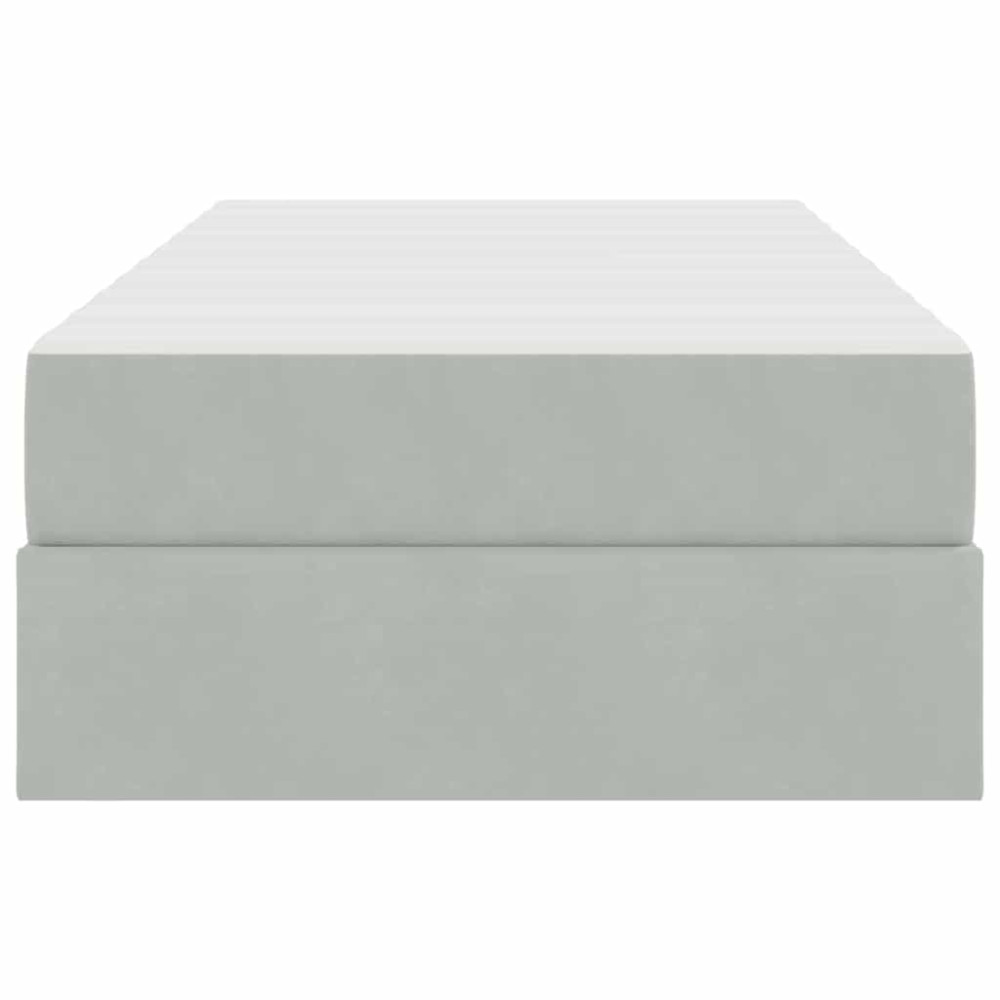 Produktbild för Förvaringssäng med madrass Ljusgrå 100 x 200 cm Sammet