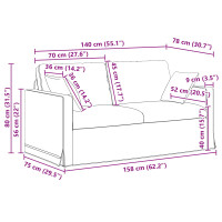 Produktbild för Soffa Svart 158 x 78 x 80 cm Sammet