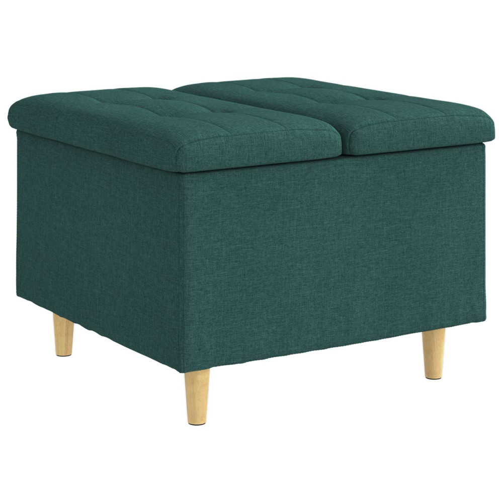 Produktbild för Förvaringspall med kudde Mörkgrön 60 x 60 x 45 cm tyg