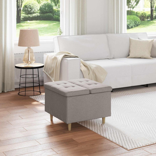 vidaXL Förvaringspall med kudde Taupe 60 x 60 x 45 cm tyg