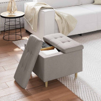 Produktbild för Förvaringspall med kudde Taupe 60 x 60 x 45 cm tyg