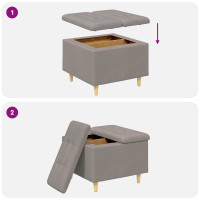 Produktbild för Förvaringspall med kudde Taupe 60 x 60 x 45 cm tyg