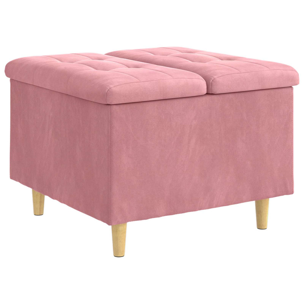 Produktbild för Förvaringspall med kudde Rosa 60 x 60 x 45 cm Sammet