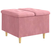 Produktbild för Förvaringspall med kudde Rosa 60 x 60 x 45 cm Sammet