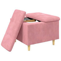 Produktbild för Förvaringspall med kudde Rosa 60 x 60 x 45 cm Sammet