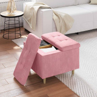 Produktbild för Förvaringspall med kudde Rosa 60 x 60 x 45 cm Sammet
