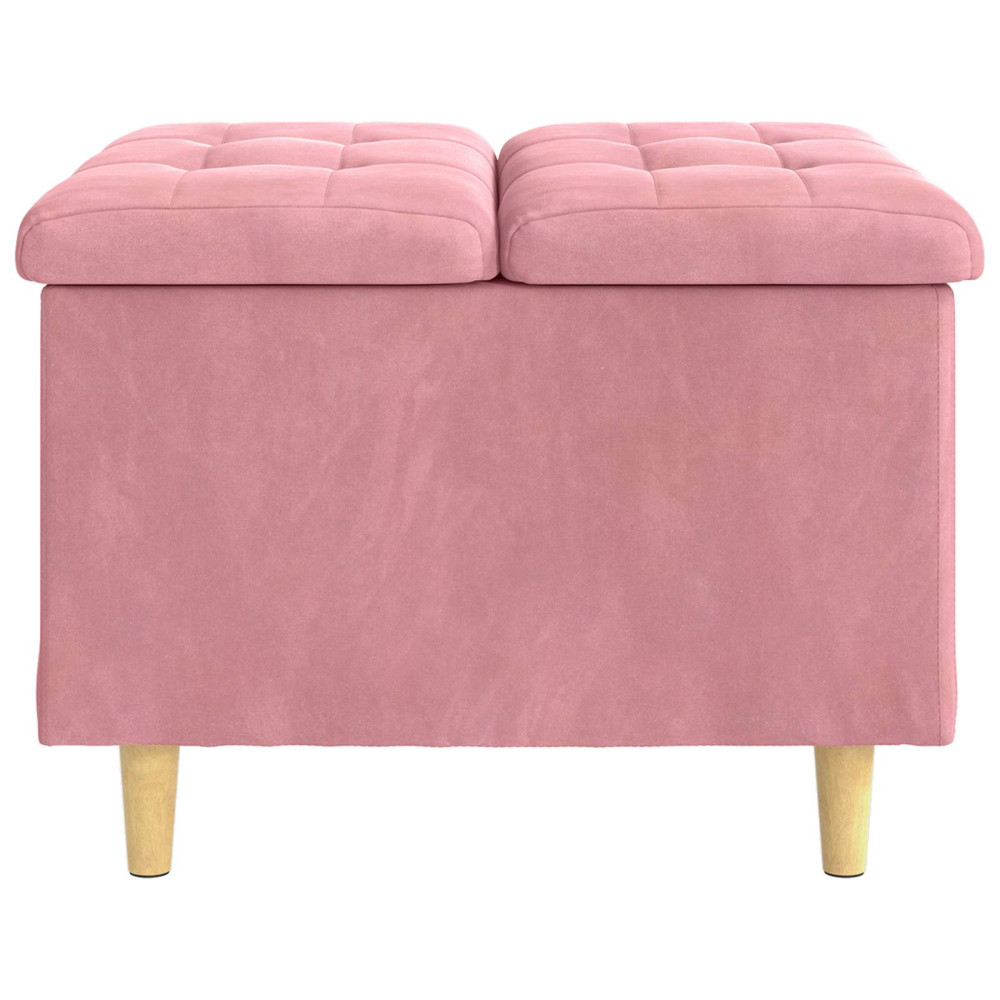 Produktbild för Förvaringspall med kudde Rosa 60 x 60 x 45 cm Sammet