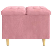 Produktbild för Förvaringspall med kudde Rosa 60 x 60 x 45 cm Sammet