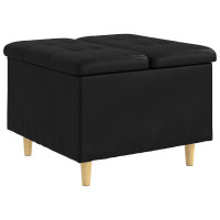 Produktbild för Förvaringspall med kudde Svart 60 x 60 x 45 cm Konstläder