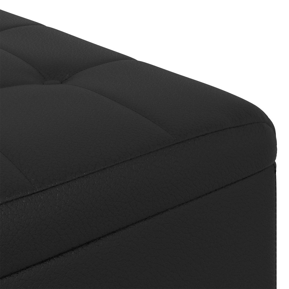Produktbild för Förvaringspall med kudde Svart 60 x 60 x 45 cm Konstläder