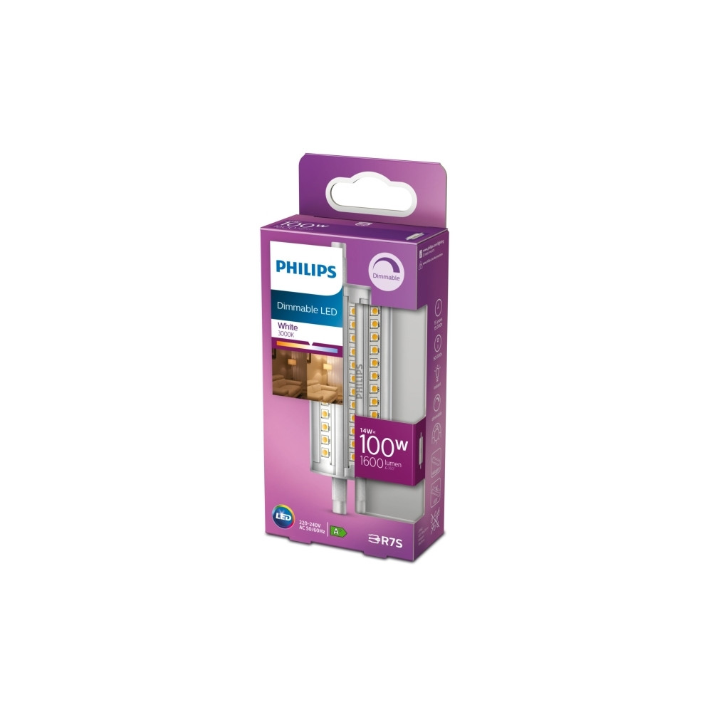 Produktbild för Philips - LED-glödlampa - form: majs - R7s - 14 W - vitt ljus - 3000 K