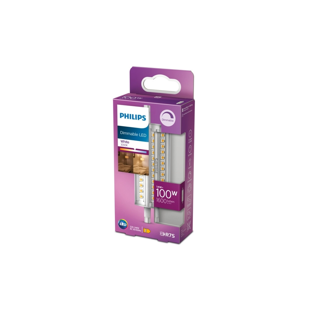 Produktbild för Philips - LED-glödlampa - form: majs - R7s - 14 W - vitt ljus - 3000 K