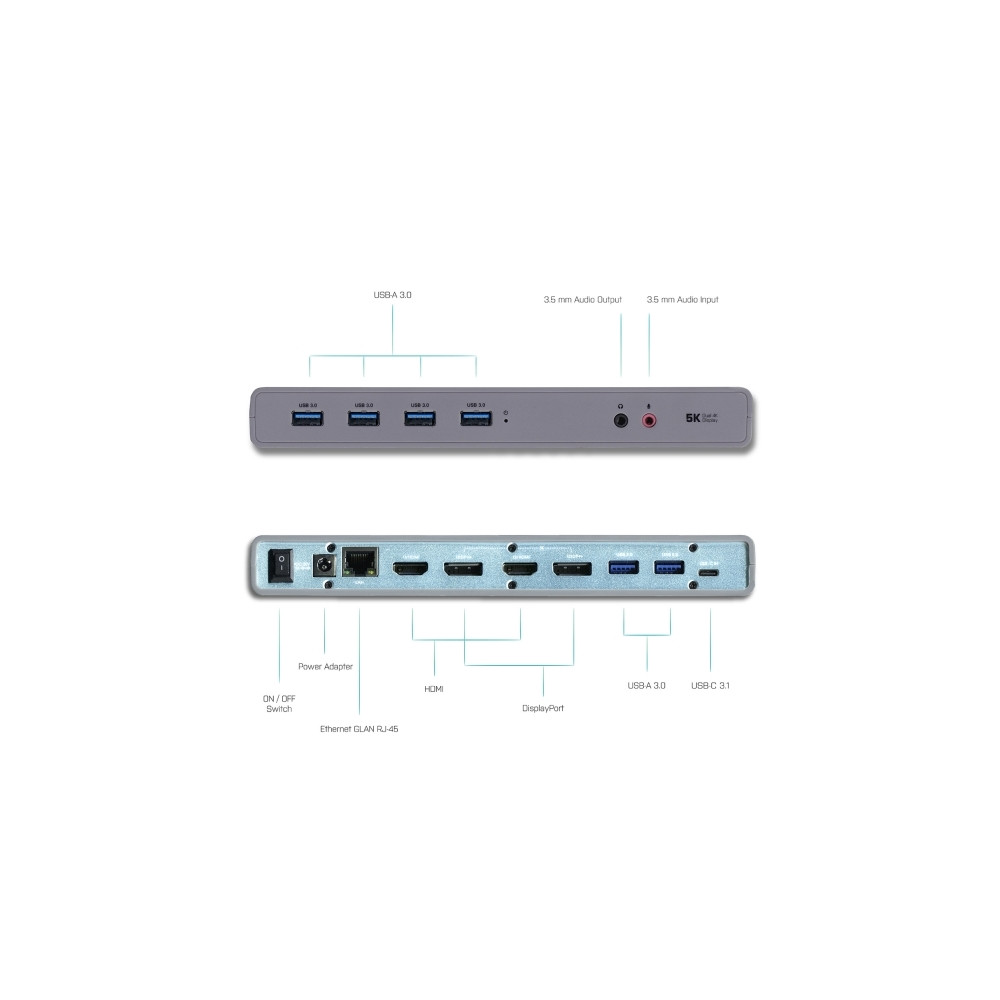 Produktbild för i-Tec USB-C / USB-A 3.0 4K Dual Video Docking Station - dockningsstation - USB-C - 1GbE