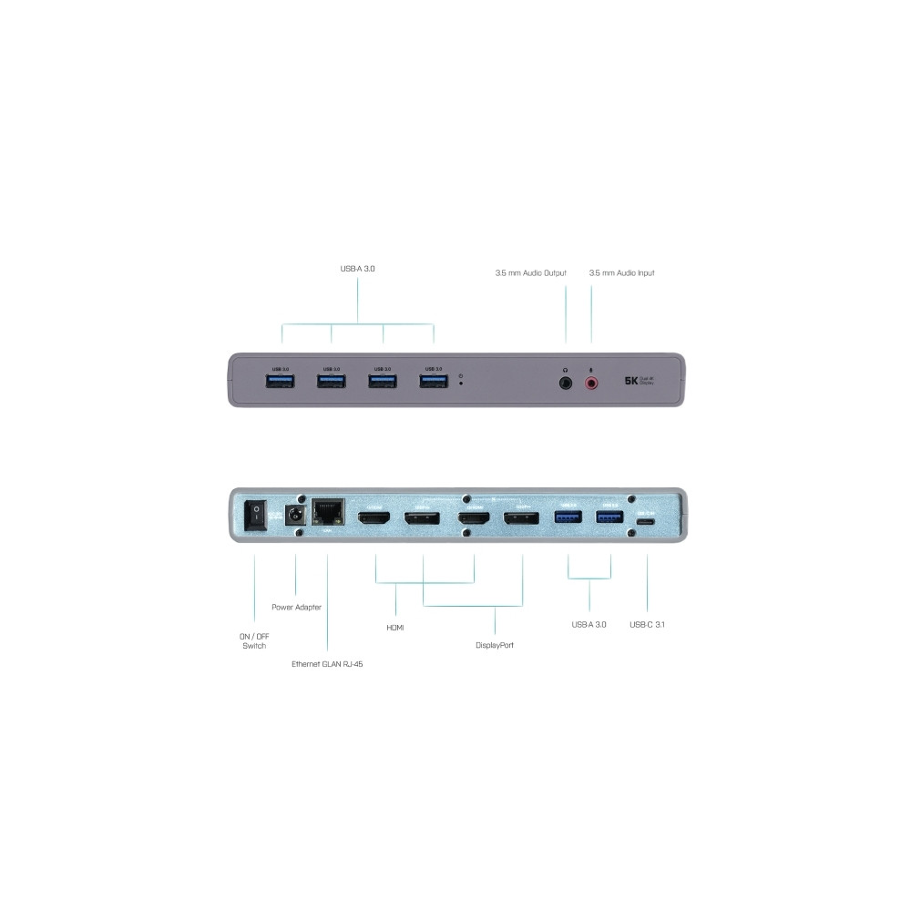 Produktbild för i-Tec USB-C / USB-A 3.0 4K Dual Video Docking Station - dockningsstation - USB-C - 1GbE