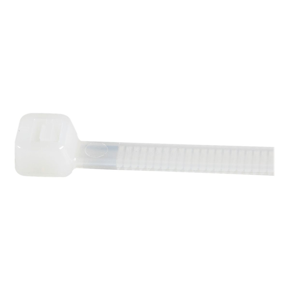 Produktbild för StarTech.com 25cm kabelkopplingar - 4mm bred, 68mm buntdiameter, 22kg draghållfasthet, självlåsande spärrband för nylon med böjd spets, 94 V-2/UL listad, 100-pack - vitt - kabelsamlare - TAA-kompatibel