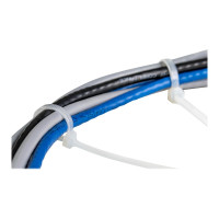 Produktbild för StarTech.com 25cm kabelkopplingar - 4mm bred, 68mm buntdiameter, 22kg draghållfasthet, självlåsande spärrband för nylon med böjd spets, 94 V-2/UL listad, 100-pack - vitt - kabelsamlare - TAA-kompatibel